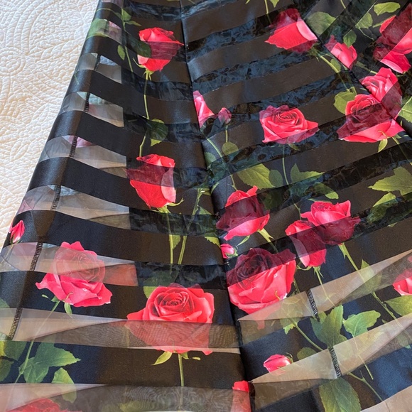 A-Line satin sheer striped black rose skirt - Picture 4 of 7